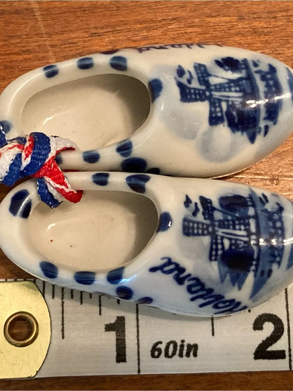 Vintage Style Holland Delft Blue Dutch Clog Shoes Ornament Windmill